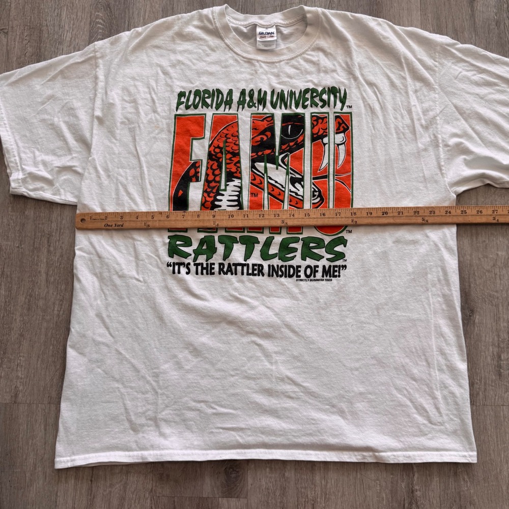Vintage Florida A&M University FAMU Rattlers White Graphic T-Shirt Mens 2XL - Picture 8 of 8